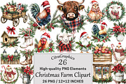 Christmas Farm Clipart, a Seasonal Illustration by CitraGraphics (Thumbnail 1 of 5)