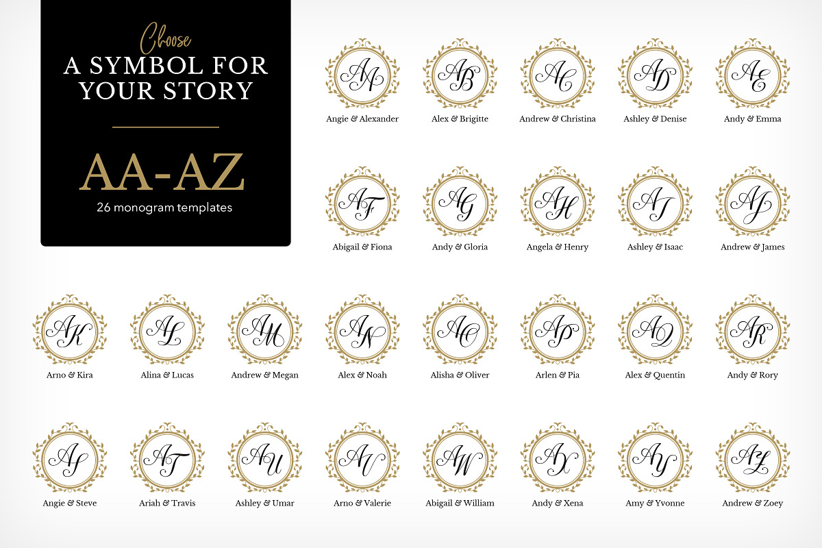 Wedding Monogram Set A, a Branding & Logo Template by Monogram World (Photo 3 of 8)