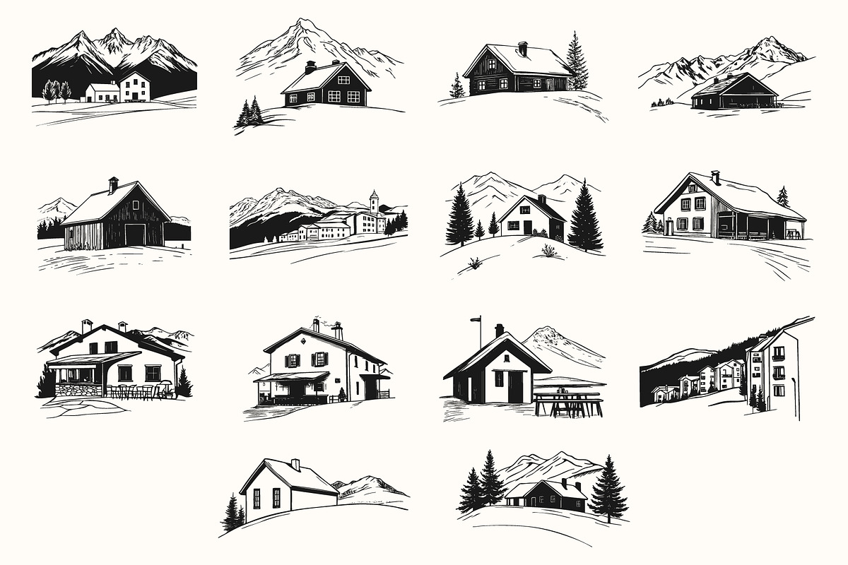 Winter Mountain Ski Resort Set, an Object Graphic by NatalieArtShop (Photo 11 of 12)