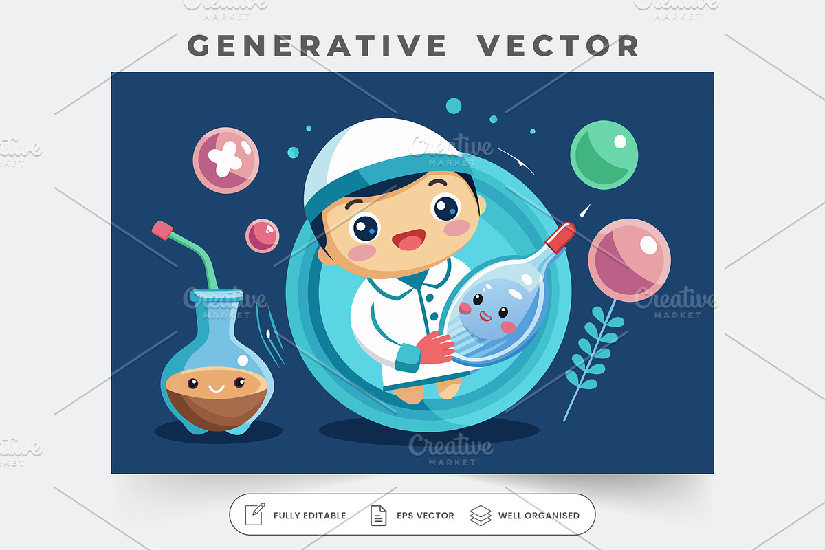 A happy character in a lab coat hold, a Graphic by SouravDesign