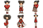 Quirky Valentine Girl Clipart, an Illustration by Craft Nest (Thumbnail 9 of 10)