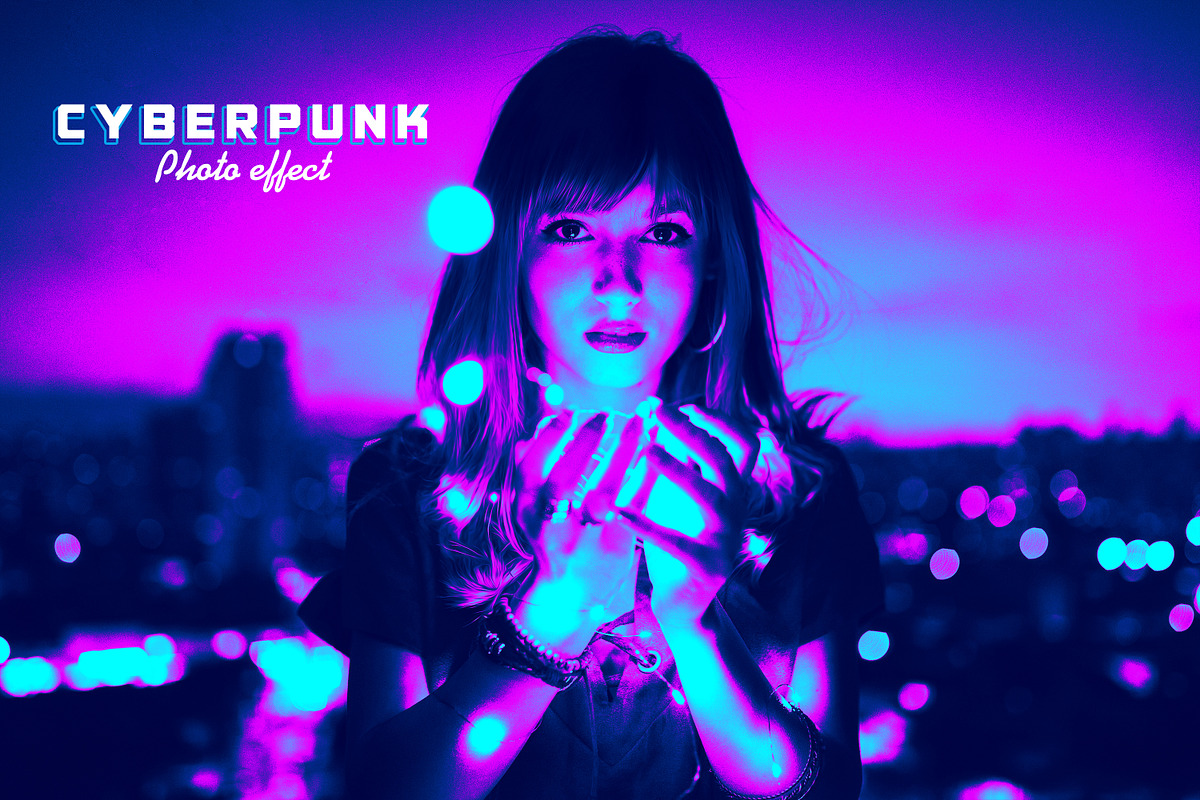 Cyberpunk psd photo effect, a Layer Style Add-On by Pixel Gallery (Photo 2 of 4)