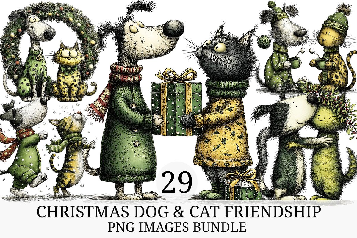 Christmas Dog & Cat Friends, an Illustration by Craft Nest (Photo 1 of 9)