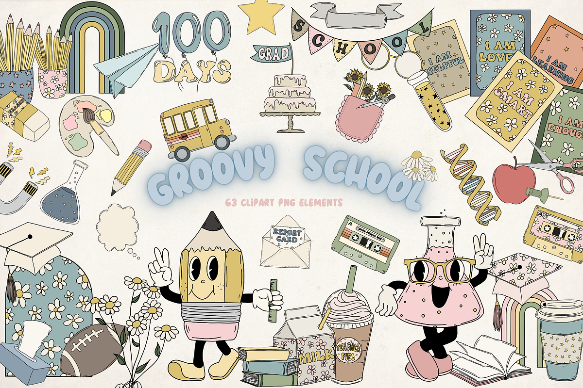 Groovy School Clipart Bundle Kids, a Graphic by Murphy & Frank (Photo 1 of 10)