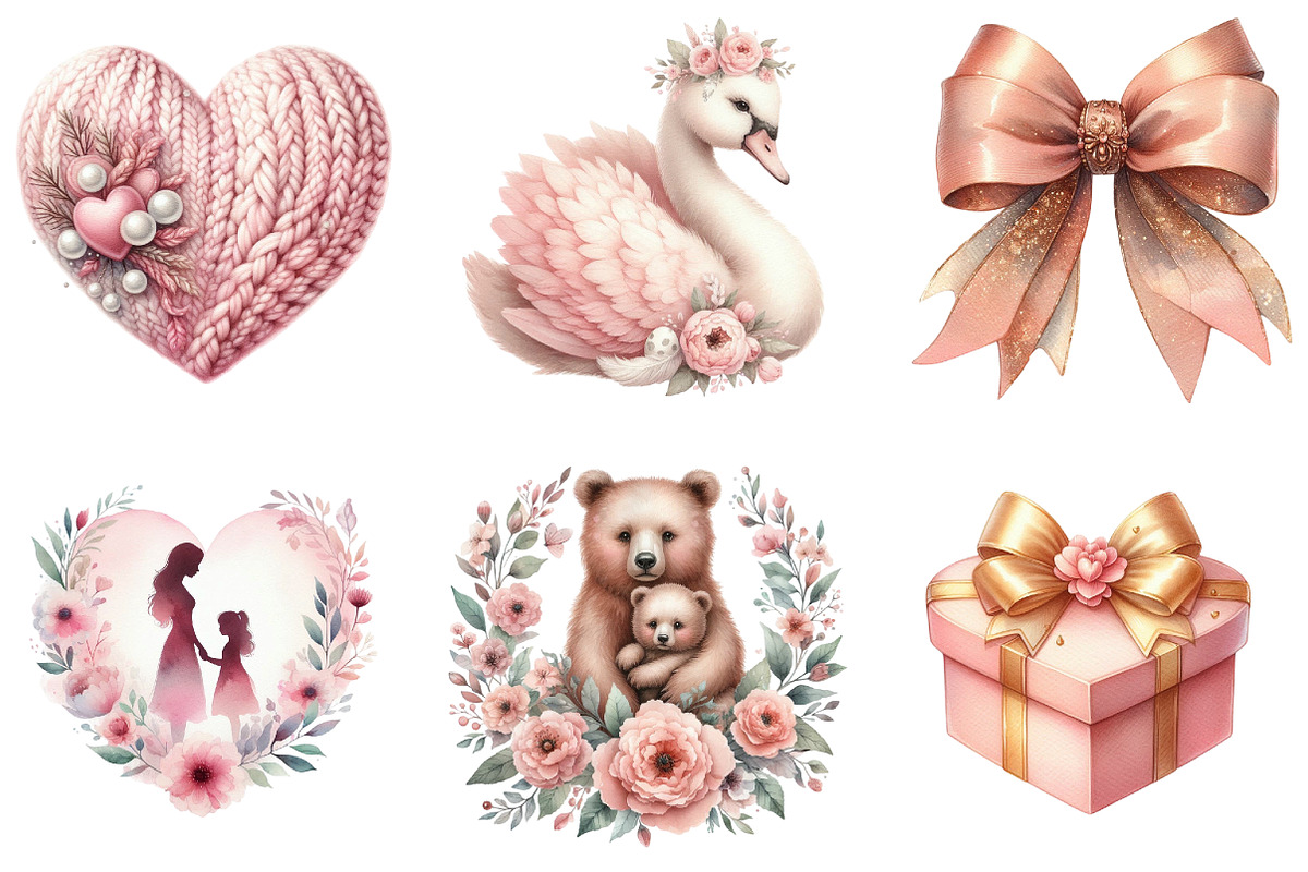 Blush Pink Mother's Day Clipart, an Illustration by DreamArtGraphic (Photo 2 of 4)