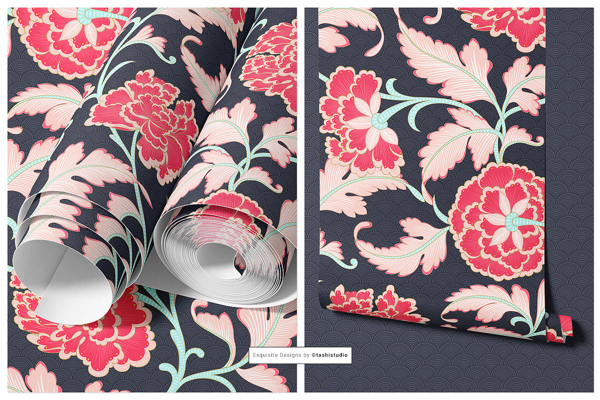 Meili Oriental Peony Pattern & Motif, a Pattern Graphic by Pink Linen (Photo 8 of 12)
