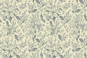 6 Seamless Flowers Lily Lilia Lilly