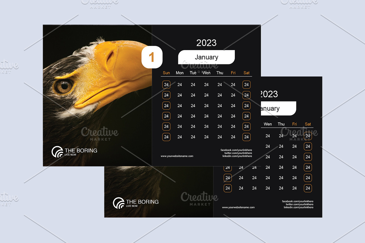 Calendar 2023 Template 9 - Sunday, a Templates & Theme by Florin Chitic (Photo 2 of 2)