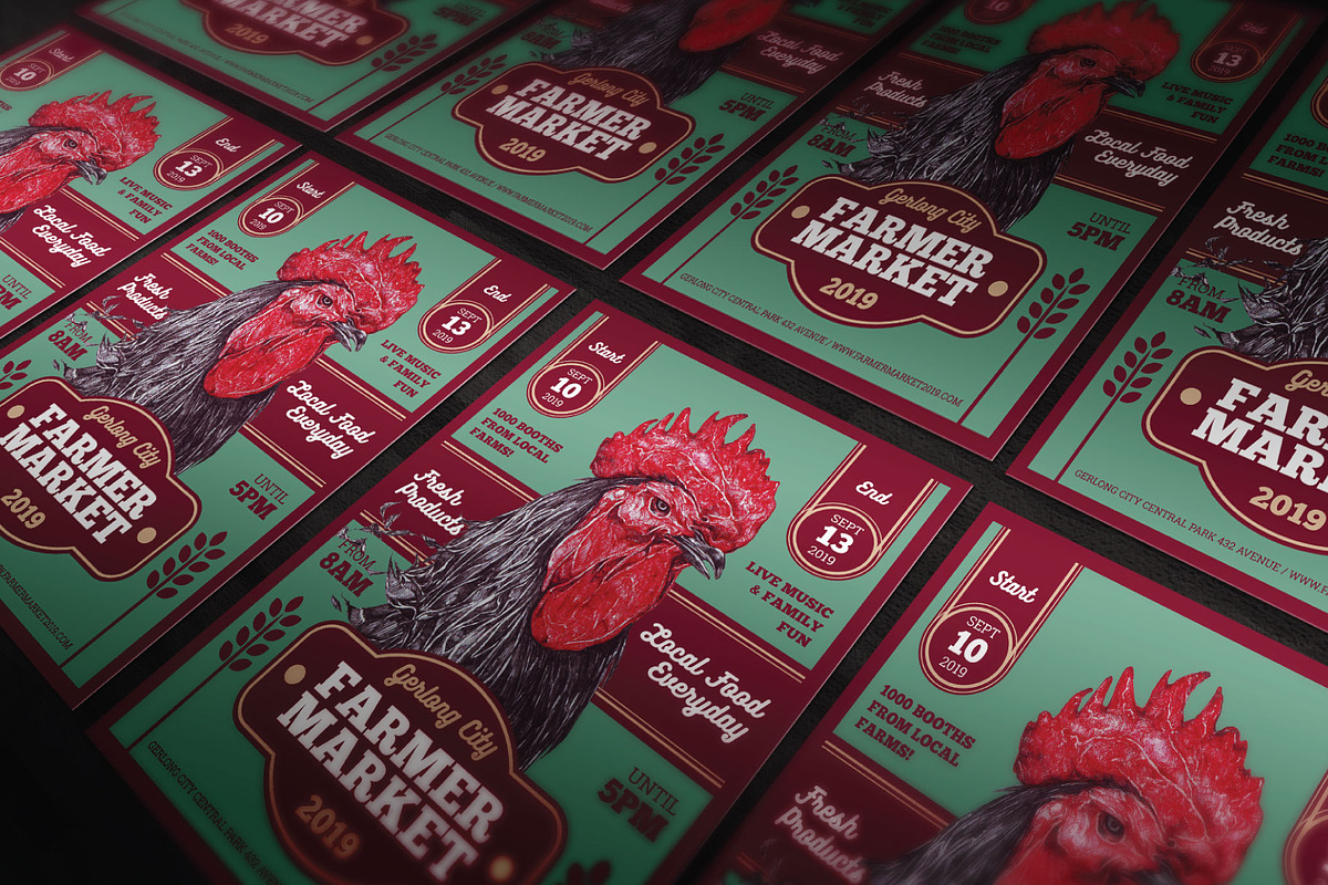 Rooster Art Farmers Market Flyer, a Flyer Template by ashenterprise (Photo 3 of 3)