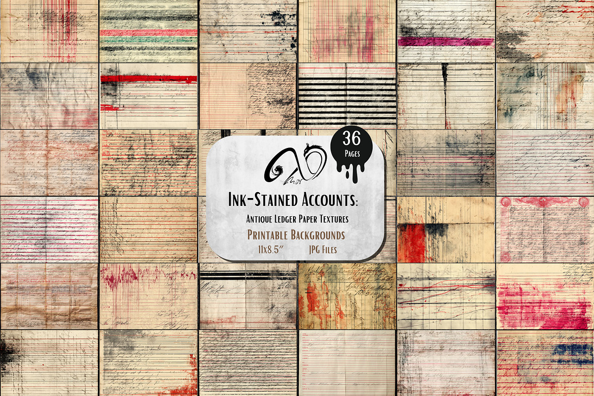 Ink-Stained Accounts: Antique Ledger, a Background Graphic by NiiiNArt (Photo 1 of 8)