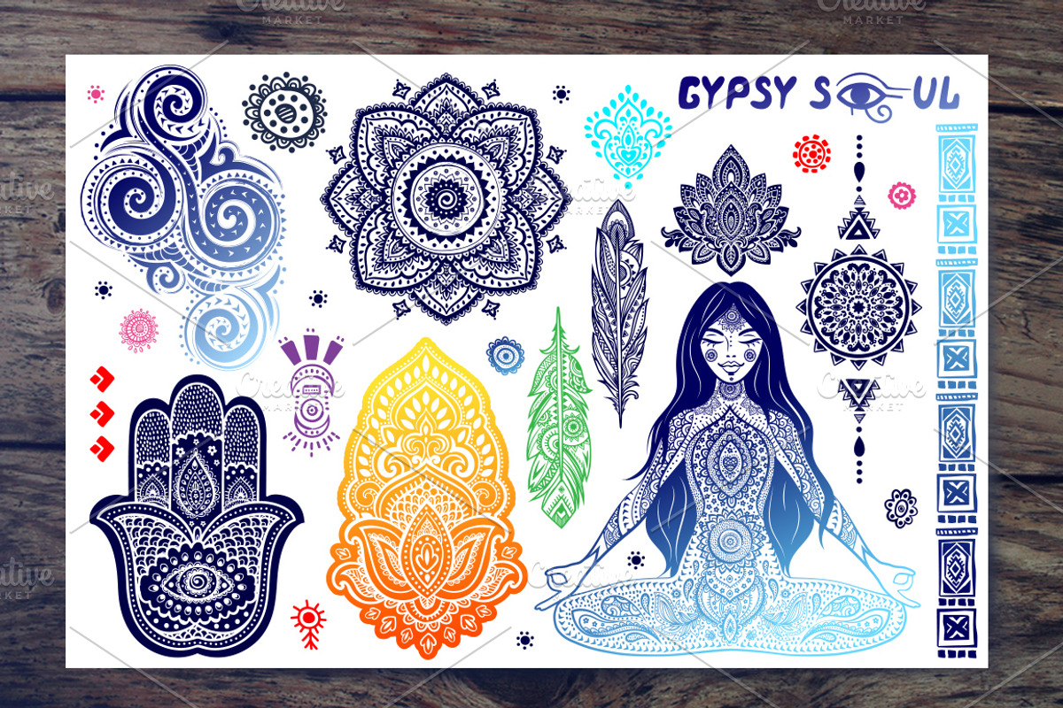 Set of Bohemian style flash tattoos, an Icon by Transia (Photo 2 of 5)