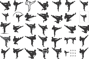 Dynamic martial arts kick silhouette, an Illustration by Amazin_art