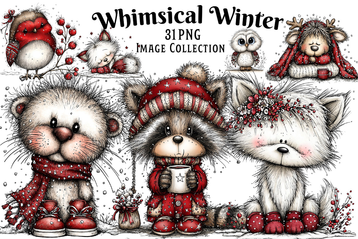 Whimsical Winter Clipart Bundle, an Illustration by Dream Creation (Photo 1 of 7)