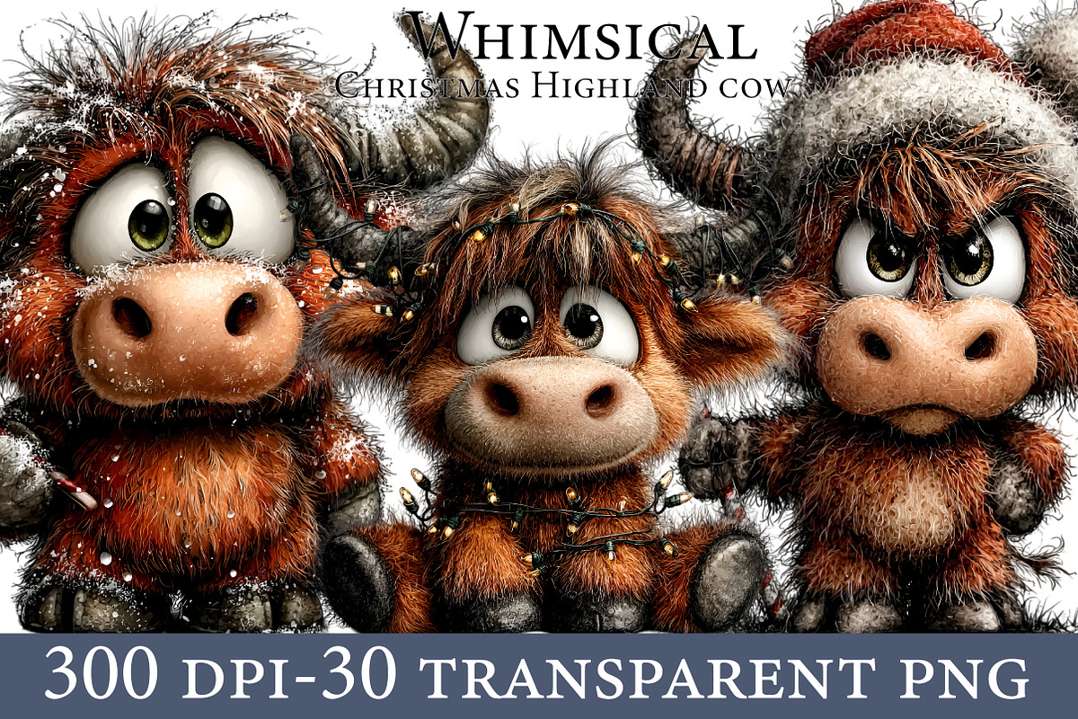 Whimsical Christmas highland cow, an Illustration by Designworld (Photo 1 of 6)