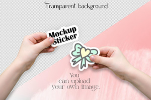 Child Hands Sticker Mockup. PSD, PNG