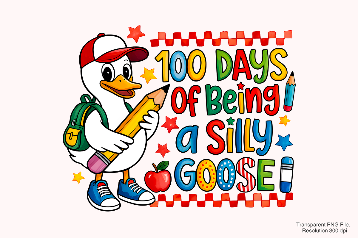 Retro 100 Days of School Goose PNG, an Object Graphic by Clipart Bloom (Photo 2 of 3)