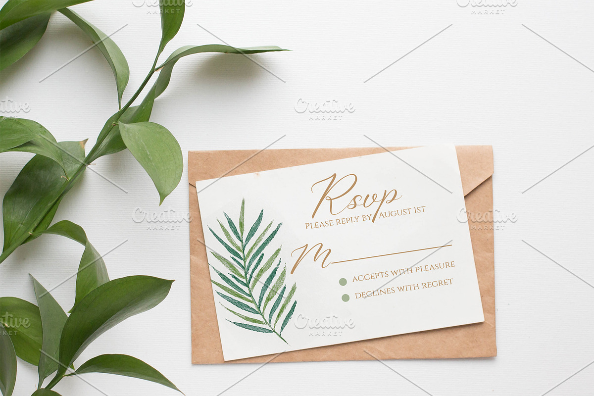 Greenery wedding invitation, an Invitation Template by annago (Photo 2 of 2)
