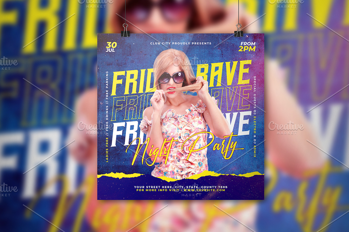 Friday Rave Night Party Flyer, a Flyer Template by Teetouch Graphics (Photo 1 of 3)