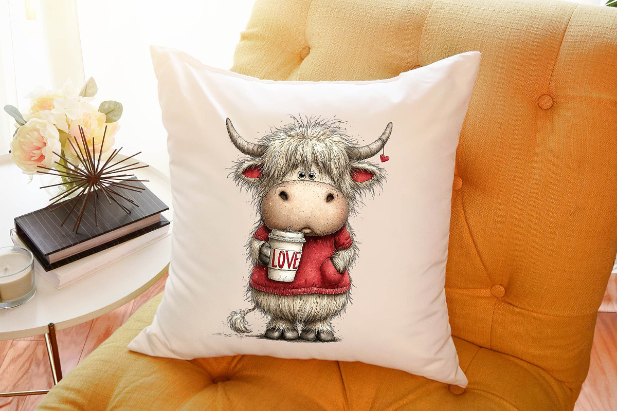Valentine’s Day Highland Cow Coffee, an Illustration by Sublimation Artist (Photo 6 of 6)
