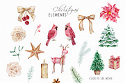 Watercolor Elegant Christmas Clipart, a Seasonal Illustration by SvetaArtStore (Thumbnail 7 of 8)