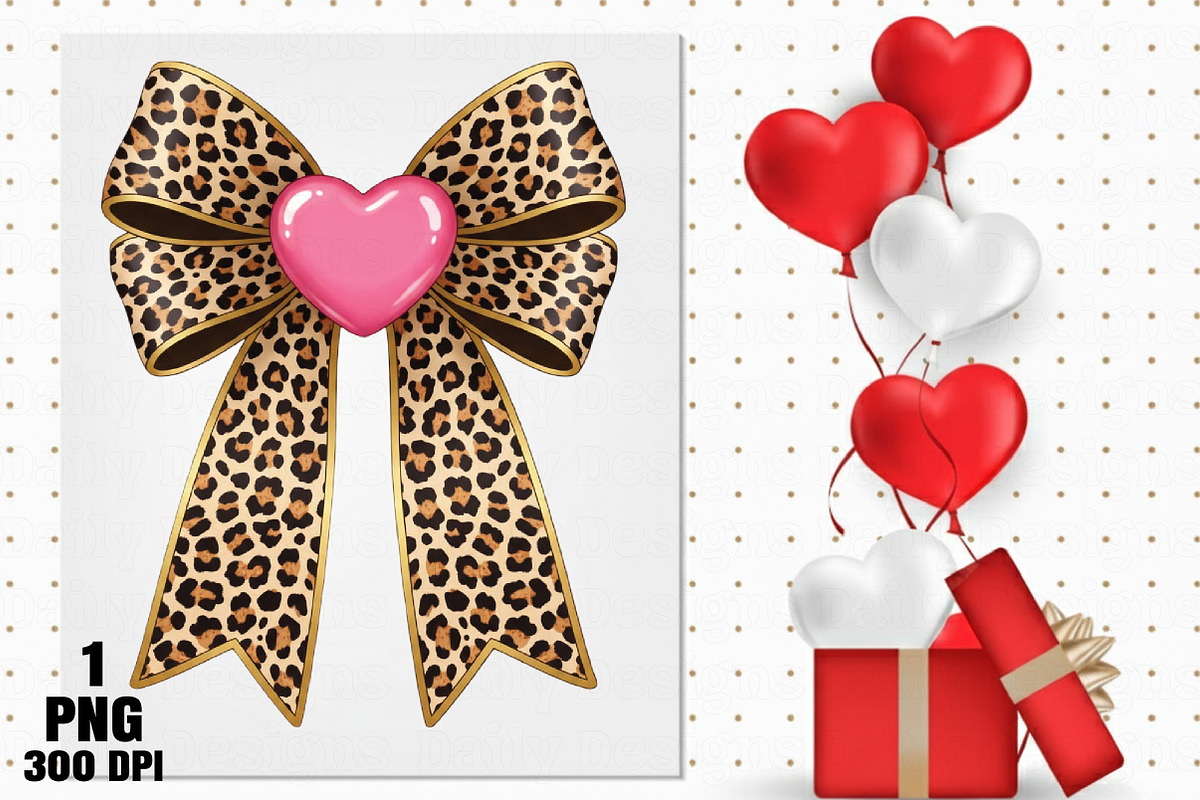 Coquette leopard valentines bow PNG, an Illustration by Daily.Designs (Photo 2 of 5)