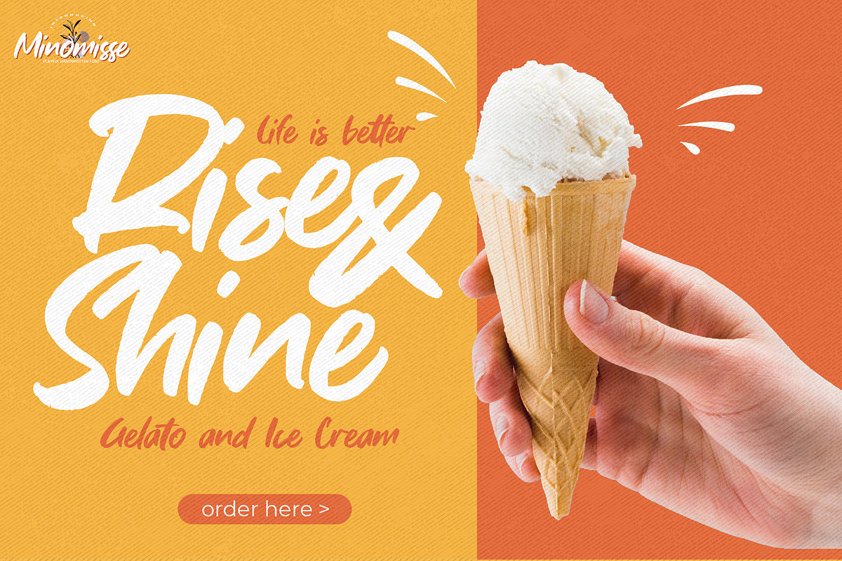 Minomisse - Playful Handwritten Font, a Font by Gassstype (Photo 2 of 8)