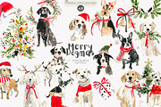 watercolor clipart Christmas dog set, a Decorative Illustration by Patishop Art (Thumbnail 1 of 6)