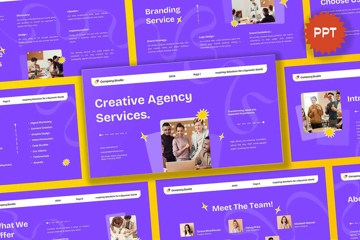 Purple Creative Agency Powerpoint, a Presentation Template by Aiyari Graphic (Photo 1 of 5)