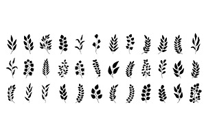 a set of black leaf silhouettes, an Object Illustration by Woters little shop