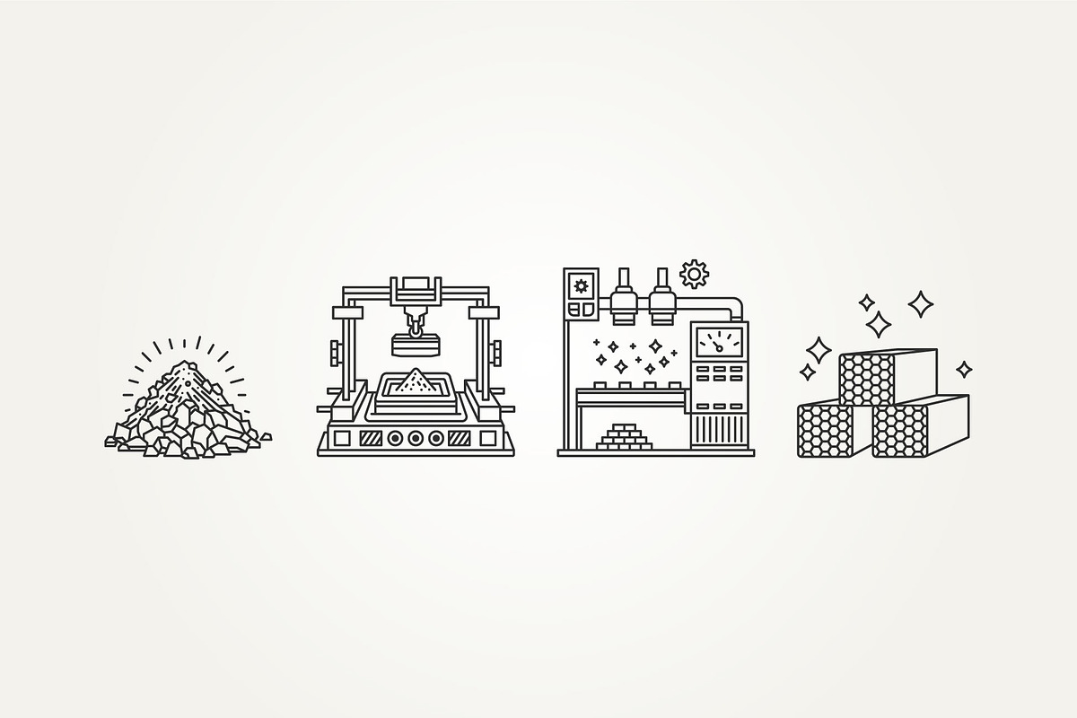 manufacturing process line art icon, an Outline Icon by Blazybone (Photo 1 of 2)