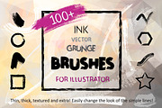 100+ Ink Brushes for Illustrator, a Brush Add-On by Moo Graphics (Thumbnail 1 of 7)