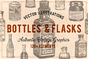 120 Vintage Bottles, Flasks & Vials, an Illustration by Brigantine Designs (Thumbnail 1 of 6)
