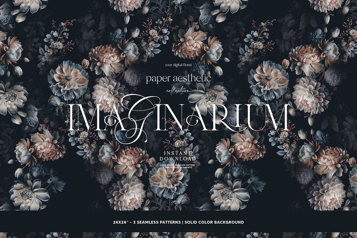 Dark Floral Luxury Wallpaper, a Wallpaper Graphic by paper aesthetic (Photo 6 of 9)
