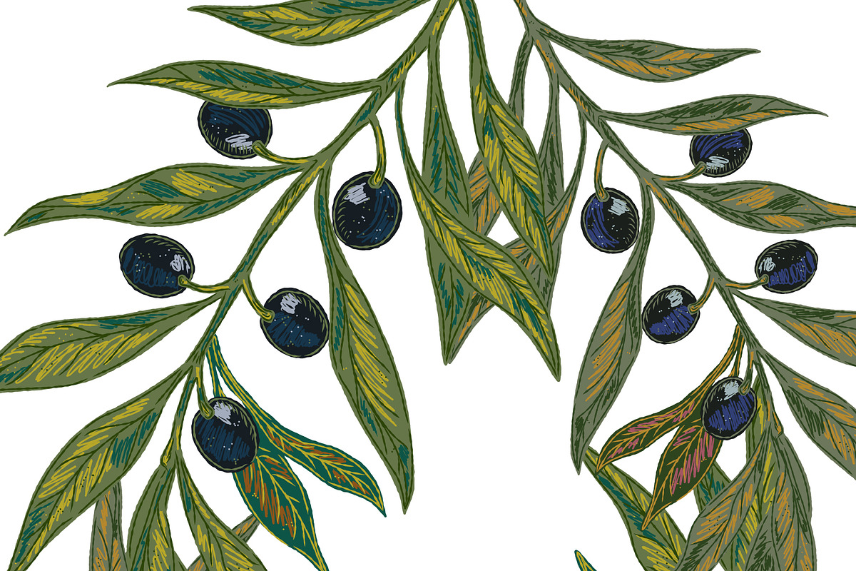 Mediterranean olive branch set, a Pattern Graphic by NayaChu (Photo 9 of 11)