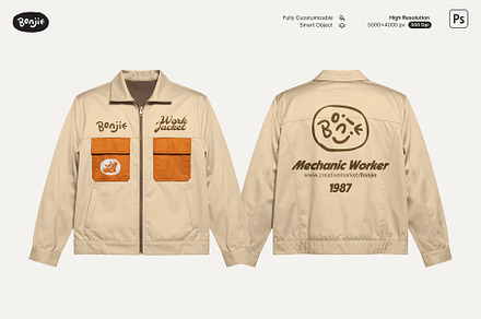 Work Jacket Mockup, a Hoody Mockup by Bonjie