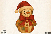 Patchwork Christmas Snowman PNG, an Illustration by Designworld (Thumbnail 1 of 5)