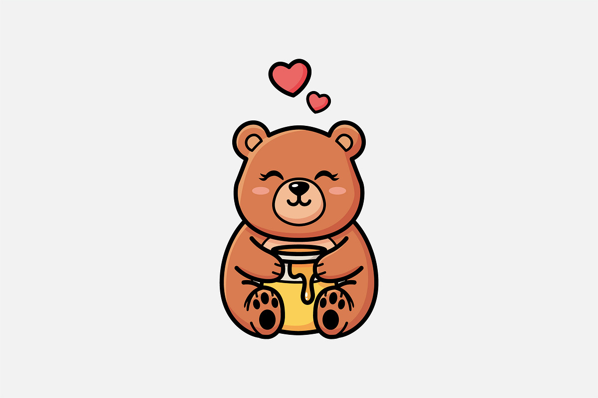 Cute Bear Holding Honey Jar, an Animal Illustration by shazi (Photo 2 of 4)