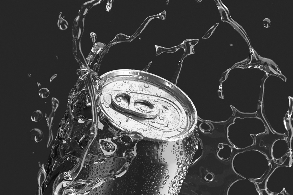 Black 330ml Can With Splash 3D Model, an Object 3D Model by rebrandy (Photo 5 of 7)