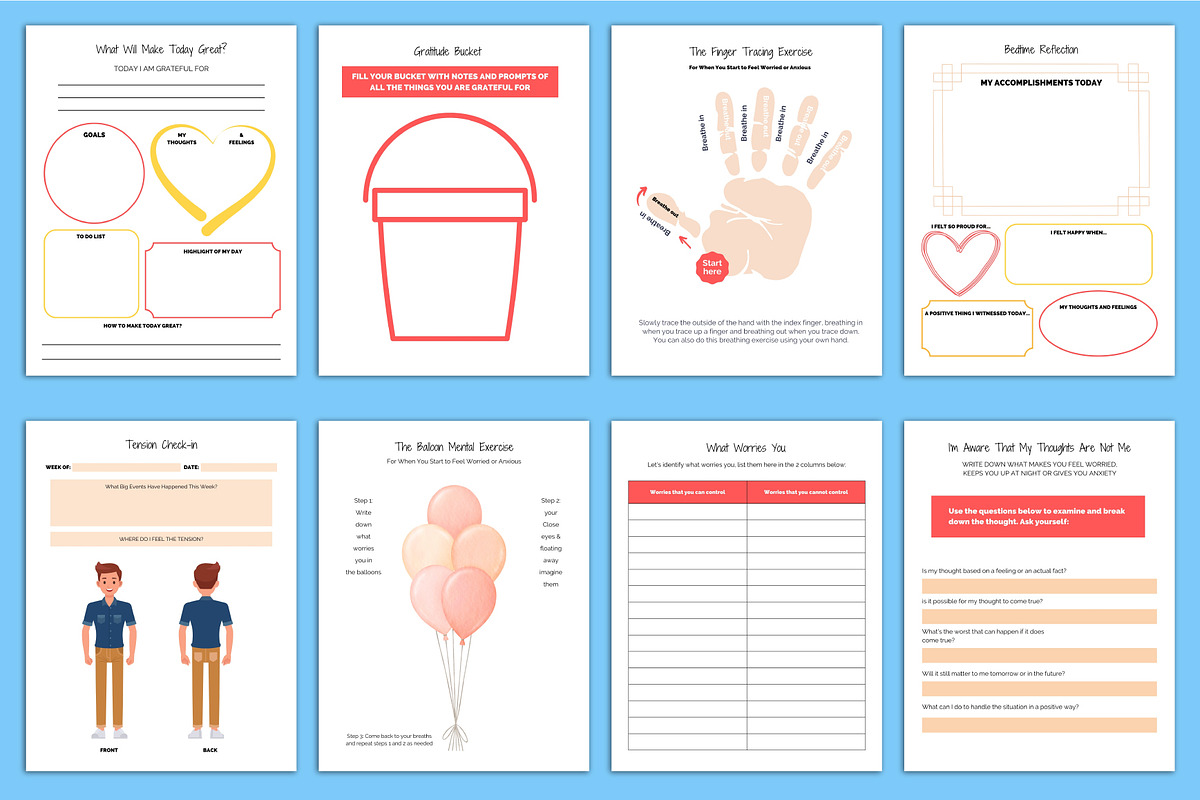 CBT Anxiety Workbook & Journal, a Print Template by Designmela01 (Photo 3 of 8)