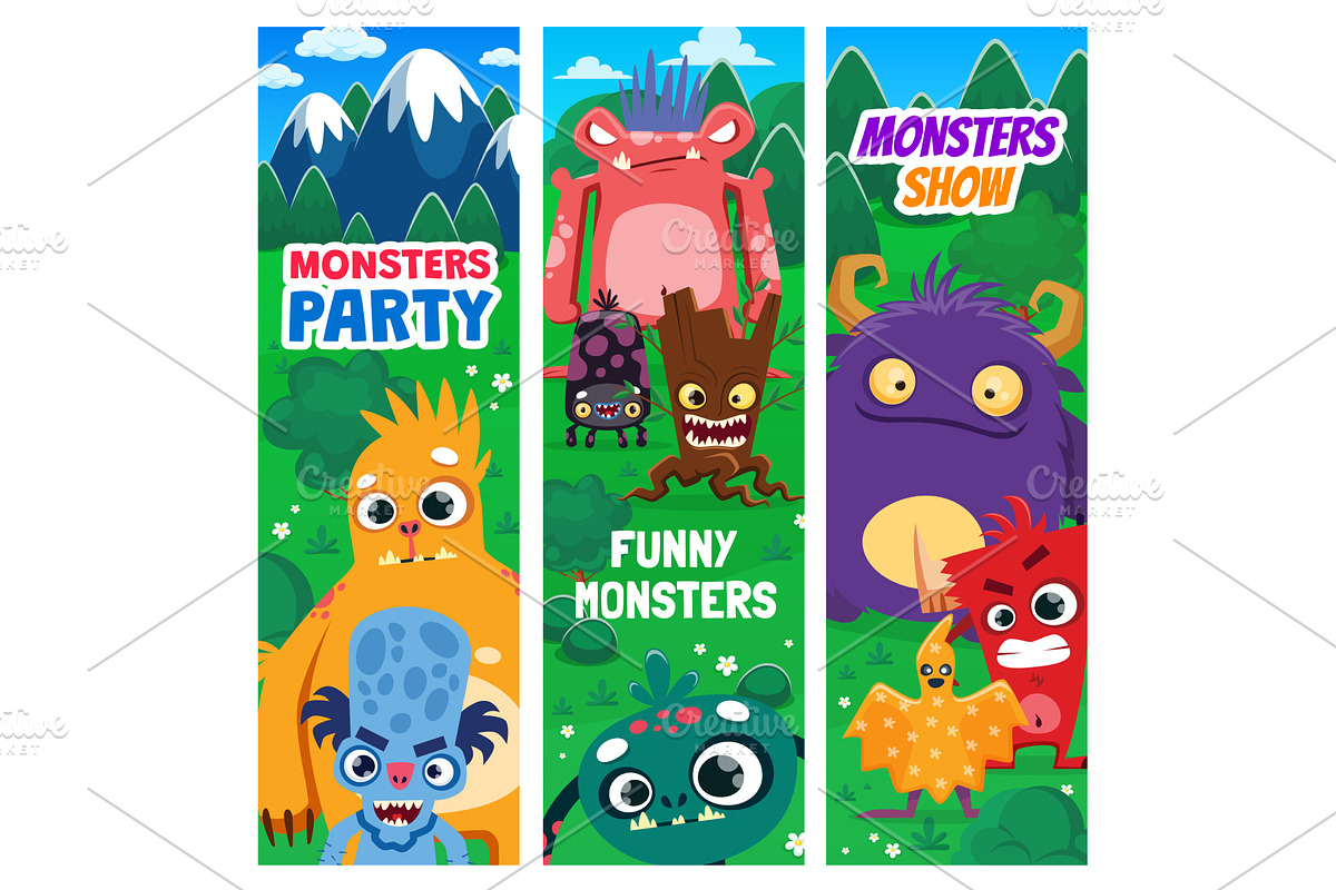 Funny cartoon monster characters, an Animal Illustration by Vector Tradition