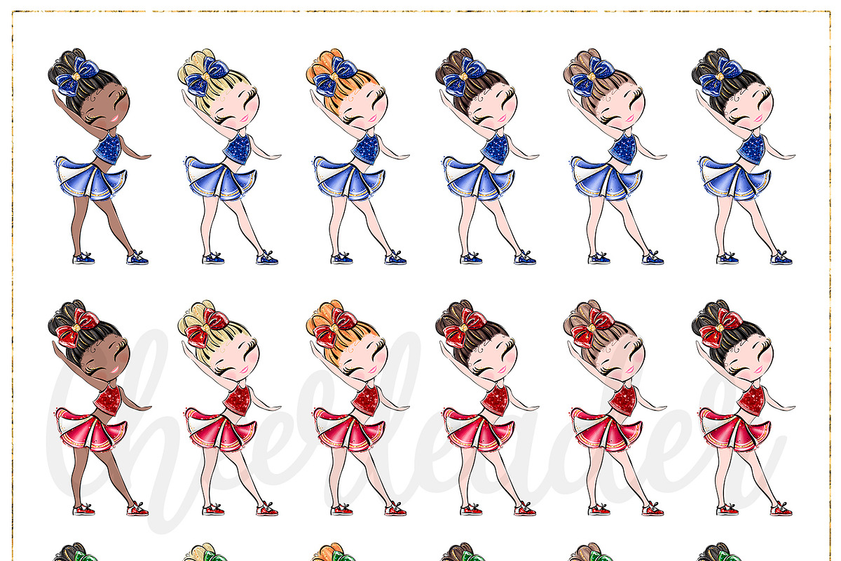Cheerleader Hand Drawn Clipart, a Sport Illustration by Masha  Studio (Photo 8 of 12)