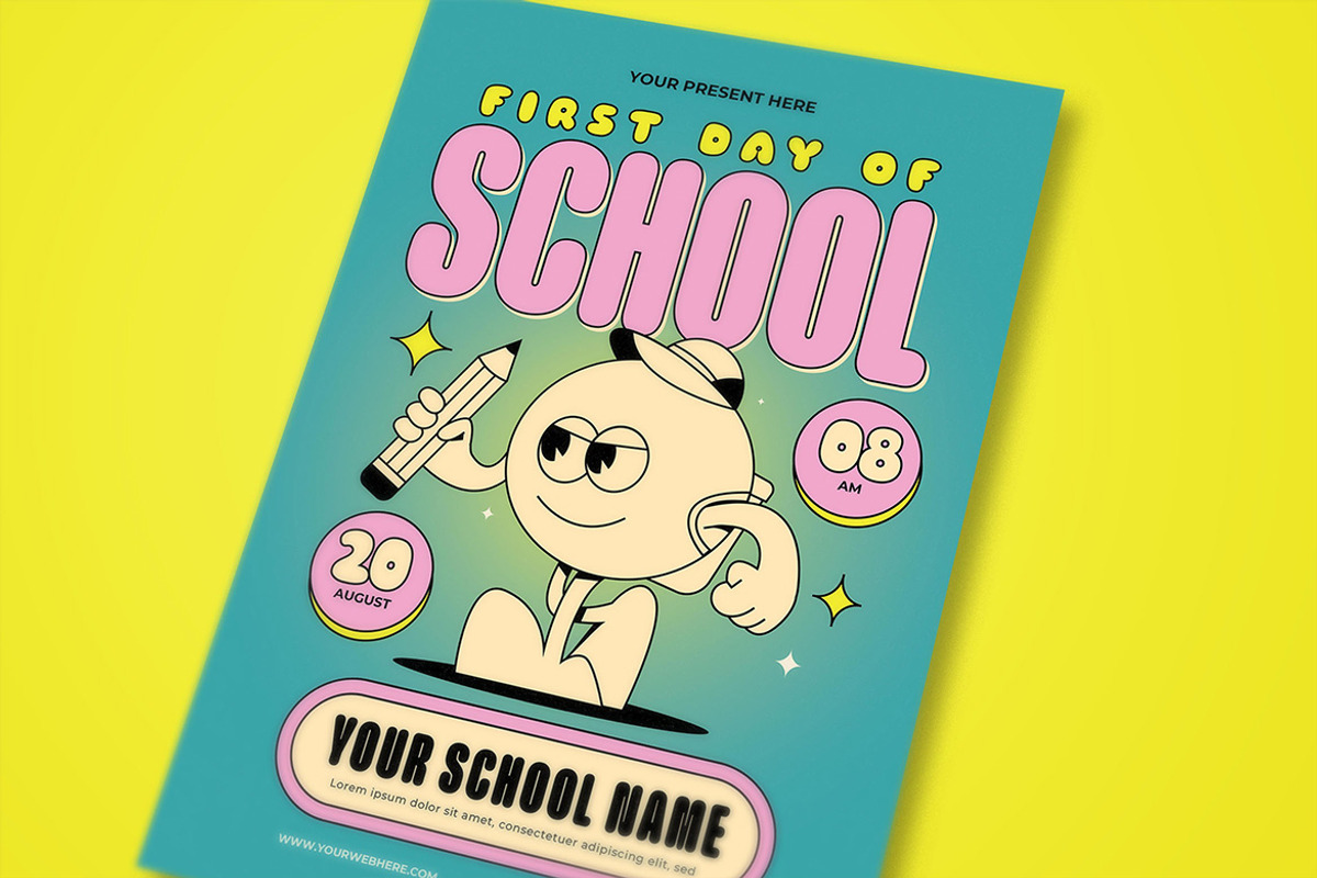 Green Playfull Back to School Flyer, a Flyer Template by megarez (Photo 3 of 3)