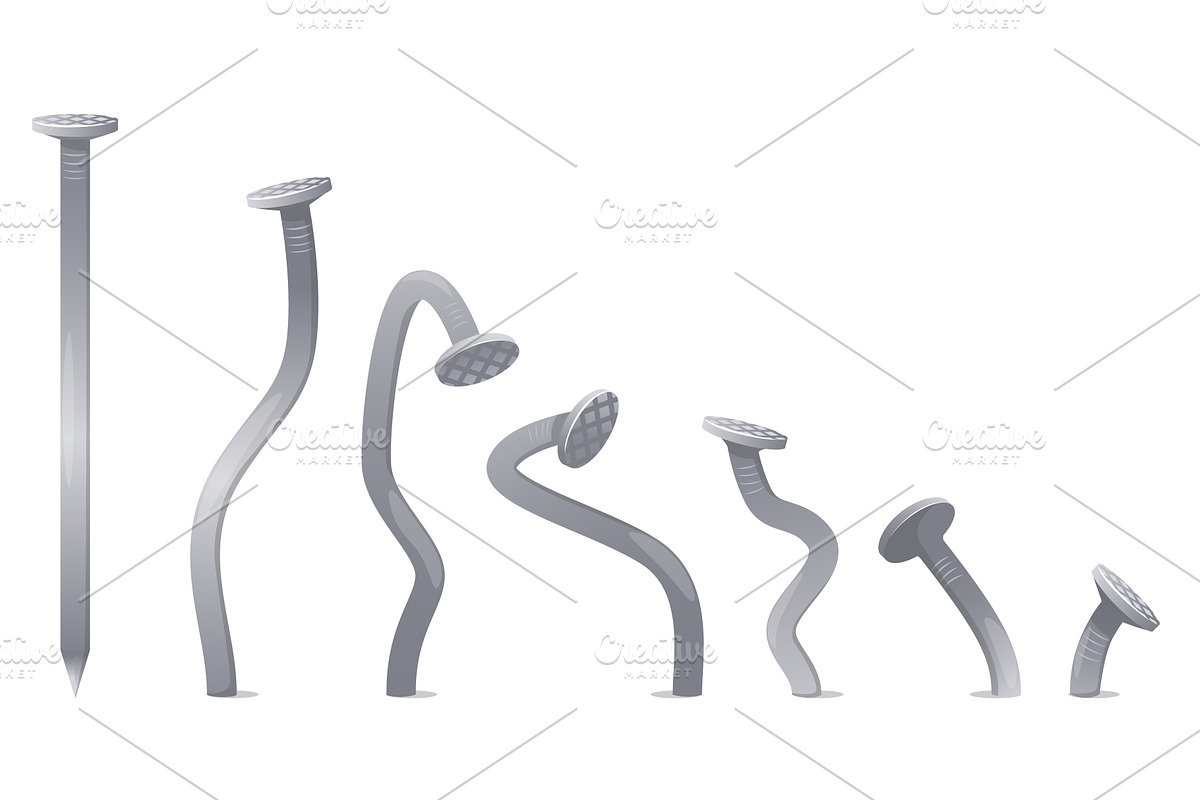 Straight and bent metal nail, an Illustration by Vectorbuum
