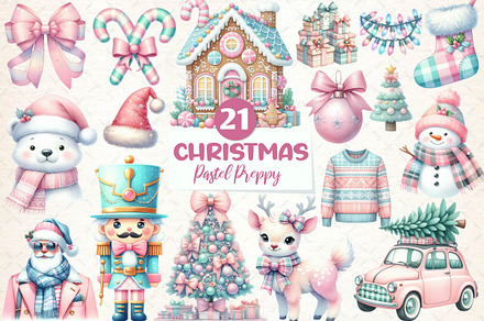Pastel Preppy Christmas Sublimation, an Illustration by CreationArt