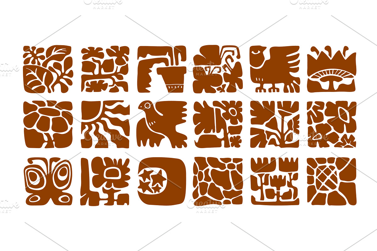 Brown organic boho square tiles, an Object Illustration by art PVP - market