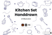 Kitchen Set Handdrawn Illustration, an Object Graphic by SLAB! Design (Thumbnail 1 of 2)