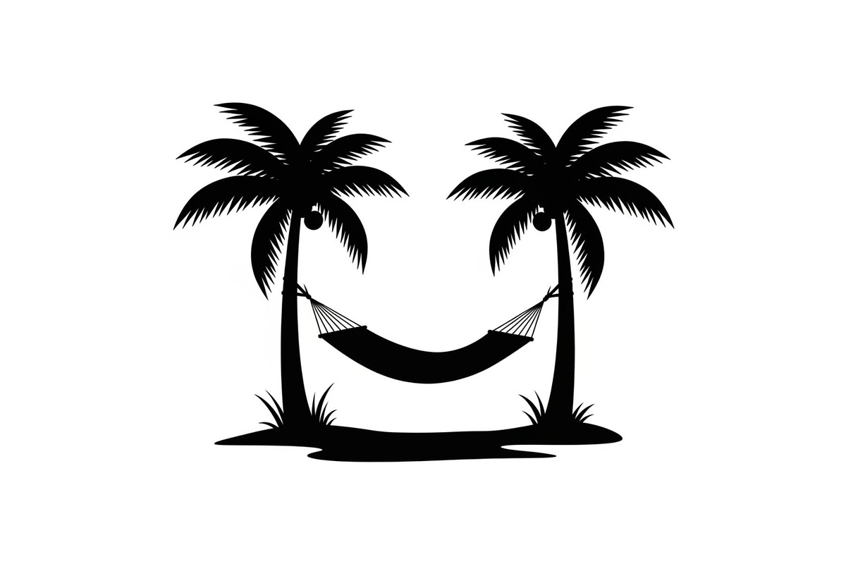 Palm Tree Hammock Silhouette Bundle, an Object Graphic by jahid234 (Photo 27 of 30)