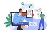 Doctors during online calls set, a Healthcare Illustration by Good Studio (Thumbnail 4 of 5)