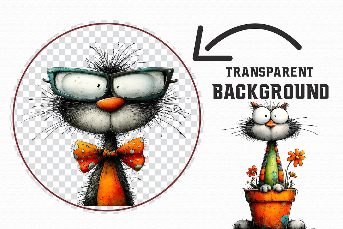 Whimsical Funny Cat Clipart, an Illustration by Libby Wishes (Photo 3 of 7)