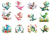 Dinosaurs Watercolor Clipart, an Illustration by Designworld (Thumbnail 3 of 6)